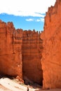 Sheer orange cliffs on the Navajo Trail in Bryce Canyon Royalty Free Stock Photo