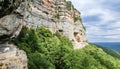 Sheer rock, face like cliff called Eagle shelf, Mezmay, Krasnodar region, Russia Royalty Free Stock Photo