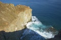 Sheer rock, going into the sea, where the birds nest.