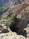 Shees valley in mountains area, wadi shees in uae