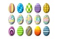 Sheet of 15 Colored Easter Eggs