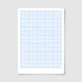 Sheet of graph paper with grid. Millimeter paper texture, geometric pattern. Blue lined blank for drawing, studying Royalty Free Stock Photo