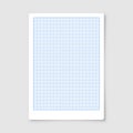 Sheet of graph paper with grid. Millimeter paper texture, geometric pattern. Blue lined blank for drawing, studying Royalty Free Stock Photo