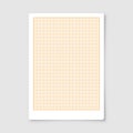 Sheet of graph paper with grid. Millimeter paper texture, geometric pattern. Orange lined blank for drawing, studying