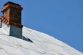 Sheet grey metal roof with two chimneys on a house Royalty Free Stock Photo