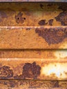 Sheet metal corrosion of old steel equipment. Rusty surface. Imperfection rust background. Damaged texture. Protection and paintin Royalty Free Stock Photo