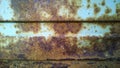 Sheet metal corrosion of an old white car. Rusty messy surface. Damaged grunge texture from road salt. Rust background. Protecting Royalty Free Stock Photo