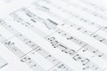 Sheet Music : Background Musical Notes with selective focus , International musician and composer concept Royalty Free Stock Photo