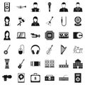 Sheet music icons set, simple style Royalty Free Stock Photo