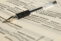 Sheet music and pen Royalty Free Stock Photo