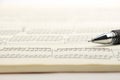 Sheet music and pen Royalty Free Stock Photo