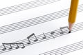 Sheet Music Pencil Handwritten Notes Closeup Royalty Free Stock Photo