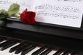 Sheet Music with Rose on piano Royalty Free Stock Photo