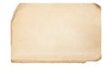 Sheet of old yellowed paper with uneven torn edges on white isolated background Royalty Free Stock Photo