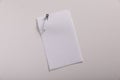 Sheet of paper attached with safety pin on white background, top view Royalty Free Stock Photo