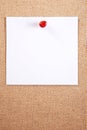 A sheet of paper attached by a thumbtack