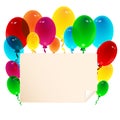 Sheet of paper decorated with balloons Royalty Free Stock Photo