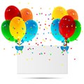 Sheet of paper decorated with balloons Royalty Free Stock Photo