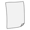 Sheet of paper with folded corner. empty white piece of writing office supply. vector illustration in cartoon style