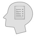 Sheet of paper in human head icon monochrome