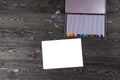 Sheet of paper with a pencil on the old dark table. Royalty Free Stock Photo