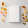 Sheet of papper background mockup, rainbow of autumn leaves AI generation.