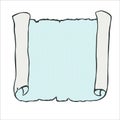 Sheet of parchment paper with blue wavy background.