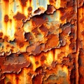 Sheet of peeling and flacking paint and rust Royalty Free Stock Photo