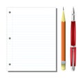 Sheet pen pencil Royalty Free Stock Photo