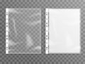 Sheet plastic protector, clear folder file. Punched pocket sheet mockup empty a4 Royalty Free Stock Photo