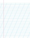 A sheet of school notebook in a ruler with a slanting line. School concept. Illustration