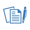 Sheet, text icon. Blue vector sketch