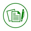 Sheet, text icon. Green vector sketch