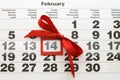 Sheet of wall calendar - Valentines Royalty Free Stock Photo