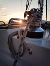 Sheet on a yacht on a winch Royalty Free Stock Photo