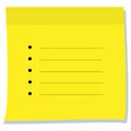 Sheet of yellow stickers with lined lines and dotted markers. Template for an inscription. Copy space. Royalty Free Stock Photo