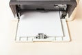 Sheets of blank white paper in printer tray Royalty Free Stock Photo
