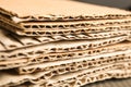 Sheets of brown corrugated cardboard as background Royalty Free Stock Photo