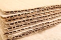 Sheets of brown corrugated cardboard, closeup Royalty Free Stock Photo