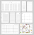 Paper Sheets with Empty Schedule, Notes and Charts Royalty Free Stock Photo