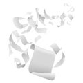 Sheets flying papers. White blank pages paper with bent corners, chaotic falling and flying empty scattered documents