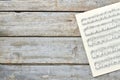 Sheets with musical notes and copy space. Royalty Free Stock Photo