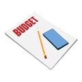 Sheets of paper budget plan, pencil, and smartphone on the table.