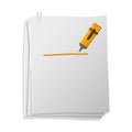 Sheets of paper with highlighter pen Royalty Free Stock Photo