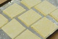 Sheets of raw puff pastry Royalty Free Stock Photo