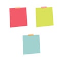 Set of red, green and blue post-it notes, pinned adhesive tape, ready for your use. Notice board element. Perfect for back to scho Royalty Free Stock Photo