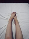 Sheets toes long legs rednails