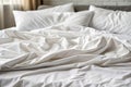 Sheets of unmade bed. White cotton sheets of an unmade bed Royalty Free Stock Photo