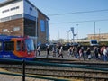 Sheffield Supertram disembarking passengers at Mwedowhall south Tinsley