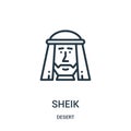 sheik icon vector from desert collection. Thin line sheik outline icon vector illustration. Linear symbol for use on web and